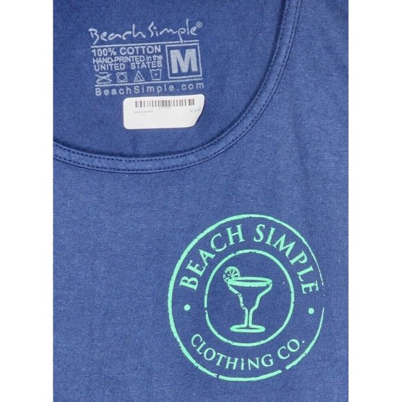 Beach Simple Clothing Co. Graphics Blue Cotton Tank Top - Picture 3 of 10